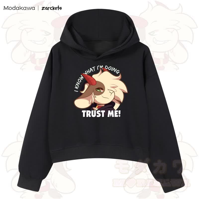 MODAKAWA X zarckets TRUST ME Goat Graphic Cropped Cotton Hoodie - Schwarz - 3XL - image 1