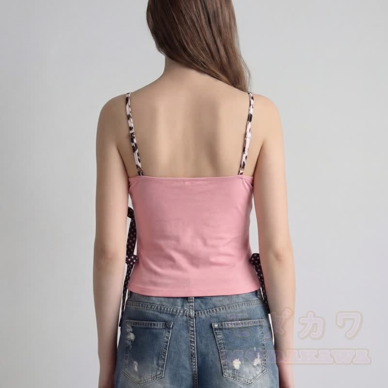 Y2K Leopardenmuster-Cami-Top mit Schleife - image 2