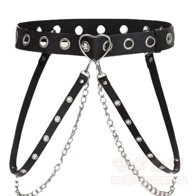 Gothic Herzschnalle Kettengeschirr Taillengürtel - Schwarz - image 1