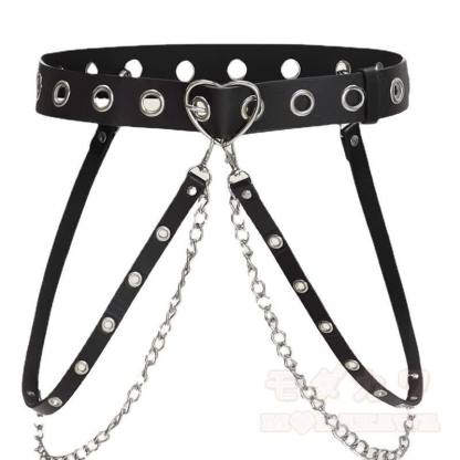 Gothic Herzschnalle Kettengeschirr Taillengürtel - Schwarz - image 1