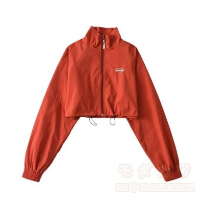 Lässige, kurze Jacke mit Reißverschluss und Stehkragen - Rot - L - image 12