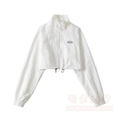 Lässige, kurze Jacke mit Reißverschluss und Stehkragen - Weiß - L - image 10