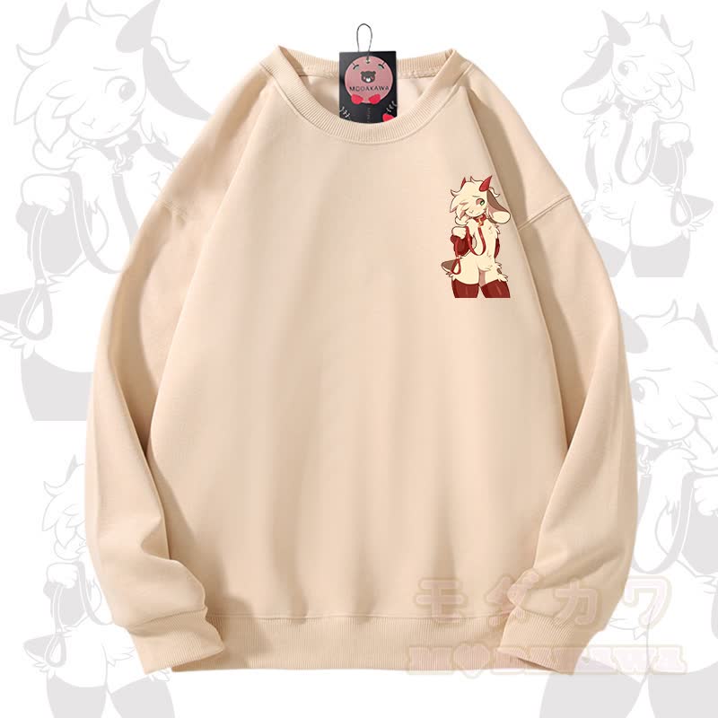 MODAKAWA X zarckets Goat Graphic Unisex Sweatshirt - Beige B - 3XL - image 2