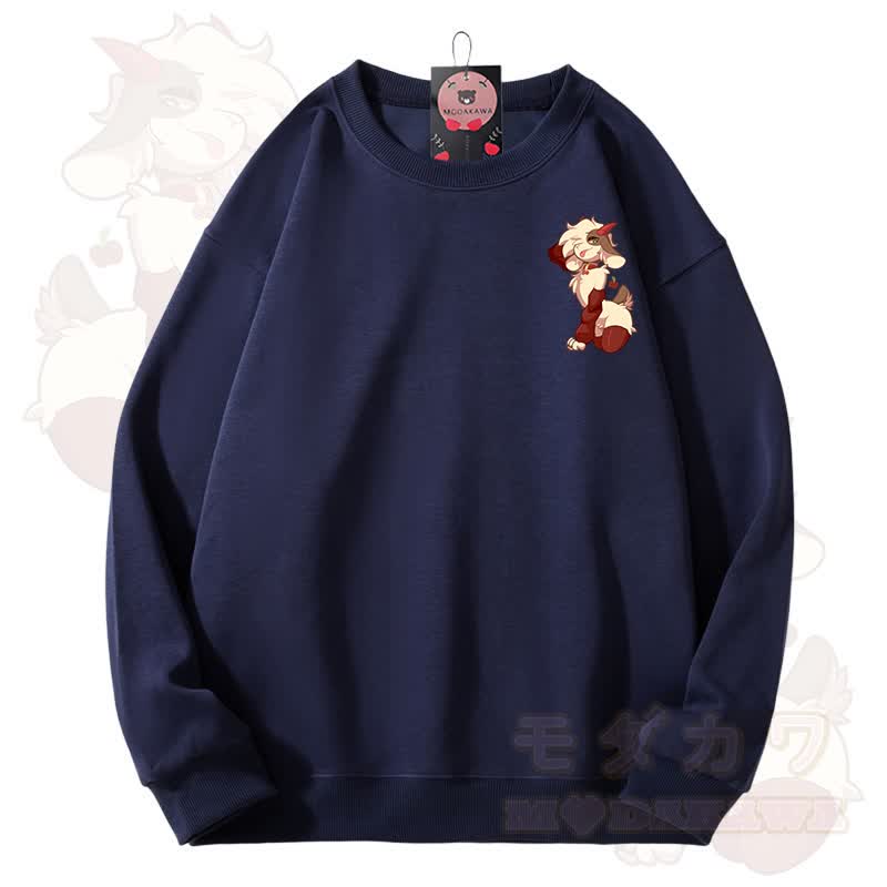 MODAKAWA X zarckets Unisex-Sweatshirt mit niedlichem Schaf-Motiv - Marineblau - 3XL - image 6