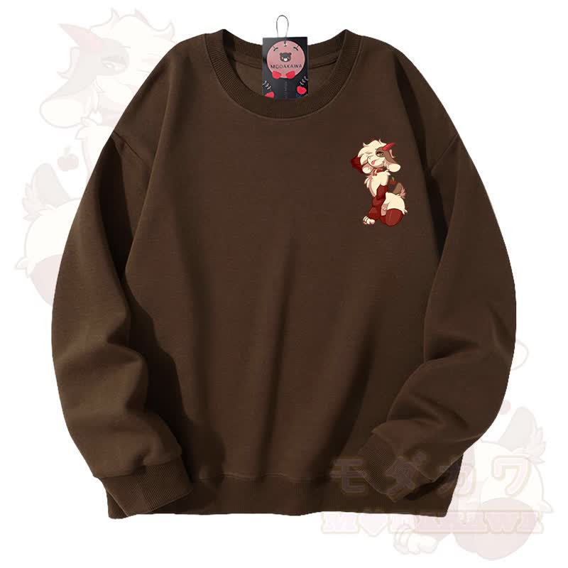 MODAKAWA X zarckets Unisex-Sweatshirt mit niedlichem Schaf-Motiv - Braun - 3XL - image 4