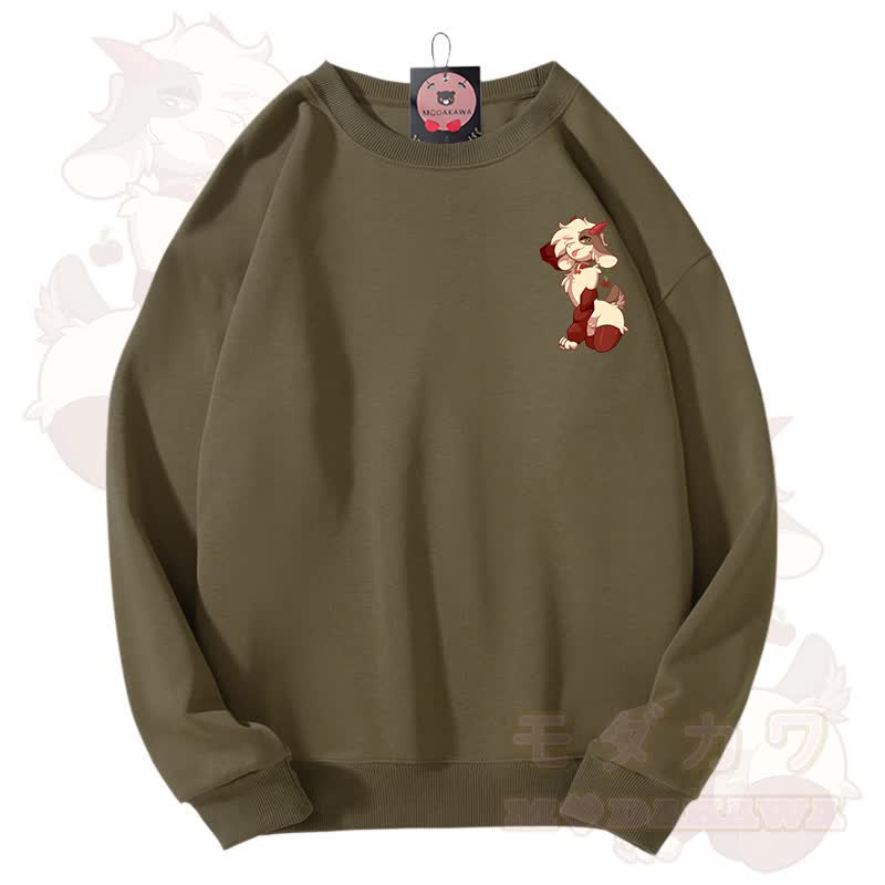 MODAKAWA X zarckets Unisex-Sweatshirt mit niedlichem Schaf-Motiv - Armeegrün - 3XL - image 8