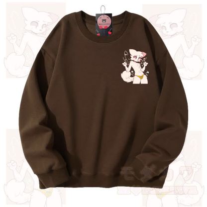 MODAKAWA X zarckets Katzen-Grafik Unisex-Sweatshirt - Braun - 3XL - image 4