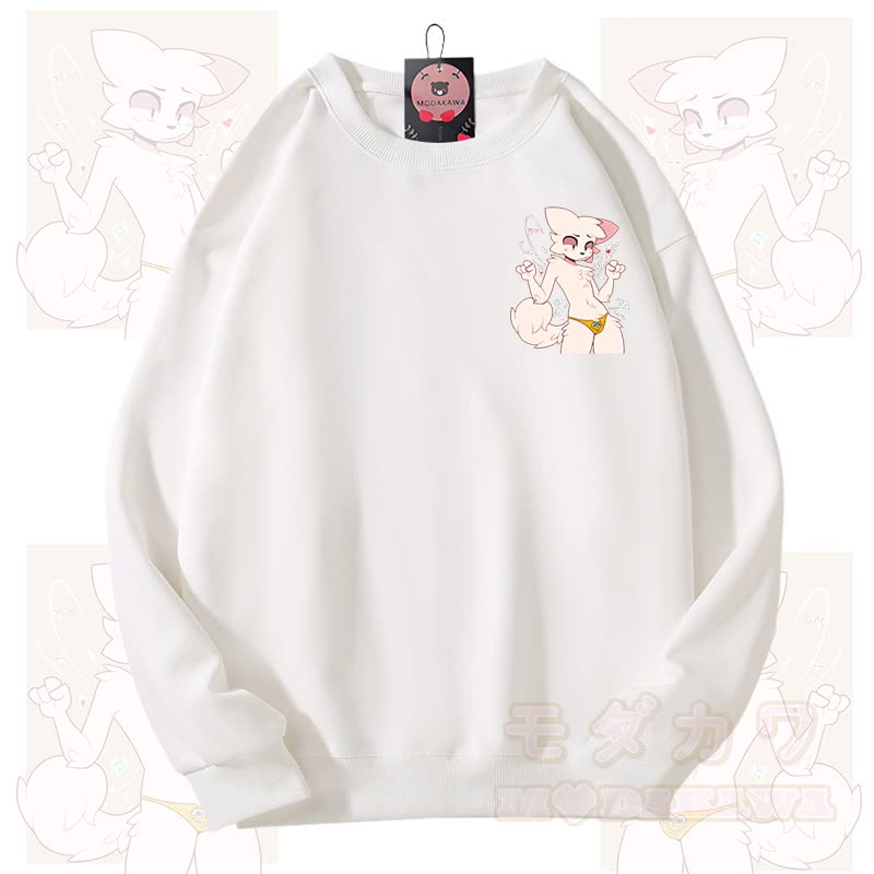MODAKAWA X zarckets Katzen-Grafik Unisex-Sweatshirt - Weiß - 3XL - image 3