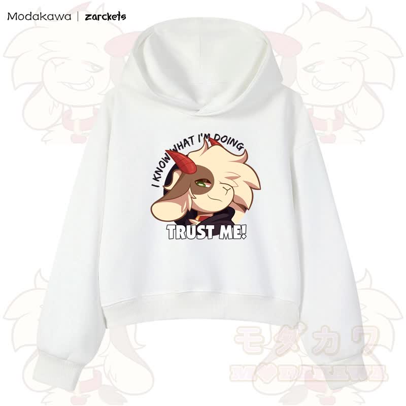 MODAKAWA X zarckets TRUST ME Goat Graphic Cropped Cotton Hoodie - Weiß - 3XL - image 3