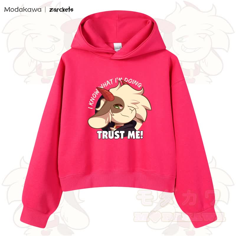 MODAKAWA X zarckets TRUST ME Goat Graphic Cropped Cotton Hoodie - Rose - 3XL - image 6