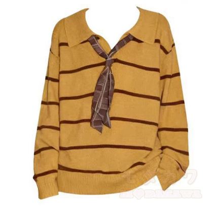 Vintage-Streifenpullover mit Bindeband und karierter Rock, zweiteiliges Set - Spitze - 4XL - image 4