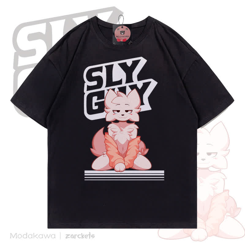 MODAKAWA X zarckets SLY GUY Fuchs Grafik Baumwoll-T-Shirt - Schwarz - 5XL - image 1