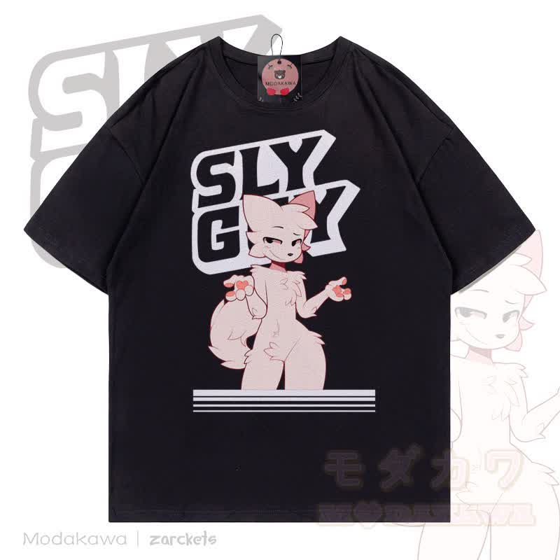 MODAKAWA X zarckets SLY GUY Baumwoll-T-Shirt mit Fuchs-Print - Schwarz - 5XL - image 1