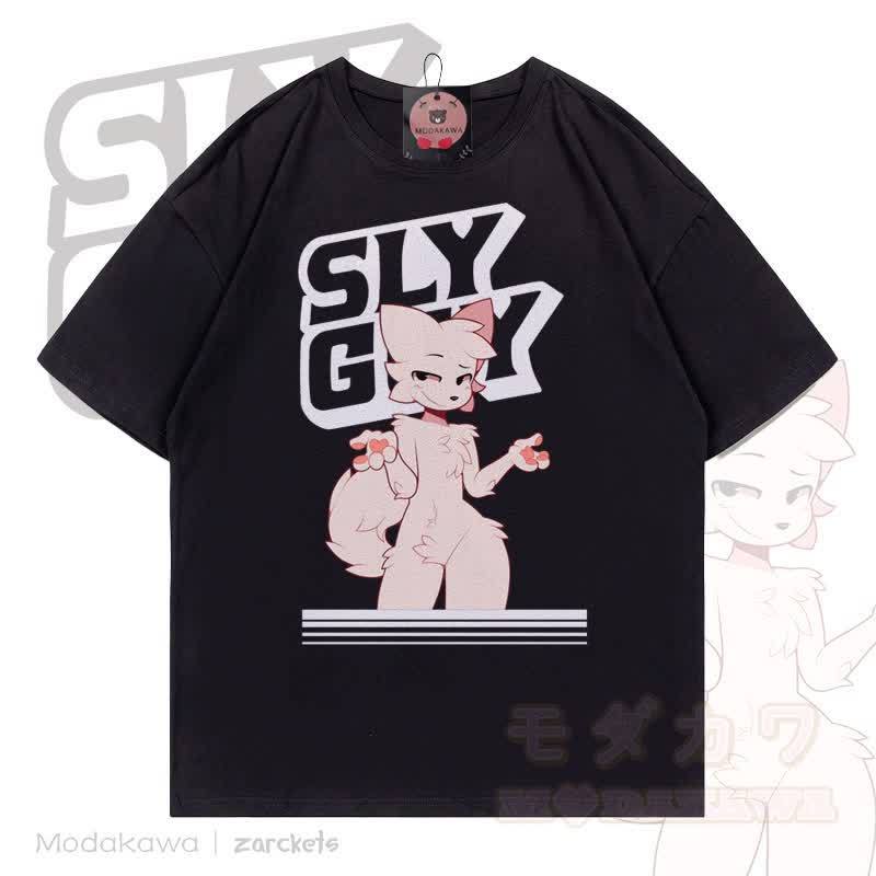 MODAKAWA X zarckets SLY GUY Baumwoll-T-Shirt mit Fuchs-Print - Schwarz - 5XL - image 1