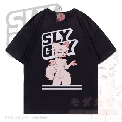 MODAKAWA X zarckets SLY GUY Baumwoll-T-Shirt mit Fuchs-Print - Schwarz - 5XL - image 1
