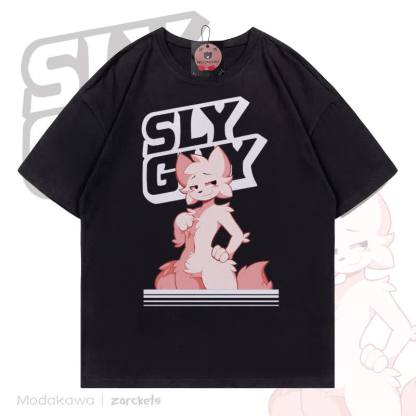 MODAKAWA X zarckets SLY GUY Cartoon Fox Grafik-T-Shirt - Schwarz - 5XL - image 1