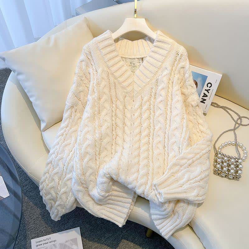 Elegantes zweiteiliges Set aus Zopfstrickpullover, langärmeligem Kleid und Kleid - Weißes Oberteil - 3XL - image 5
