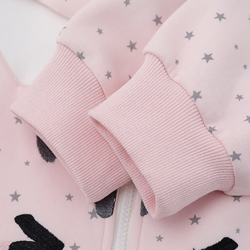 Hochwertiger, strapazierfähiger Kapuzenpullover mit Sternenprint, Katzenstickerei und Reißverschluss - image 7