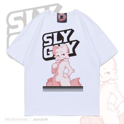 MODAKAWA X zarckets SLY GUY Cartoon Fox Grafik-T-Shirt - Weiß - 5XL - image 3
