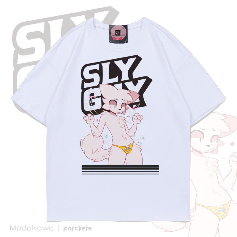 MODAKAWA X zarckets Sly Guy Fox Print Baumwoll-T-Shirt - Weiß - 5XL - image 3