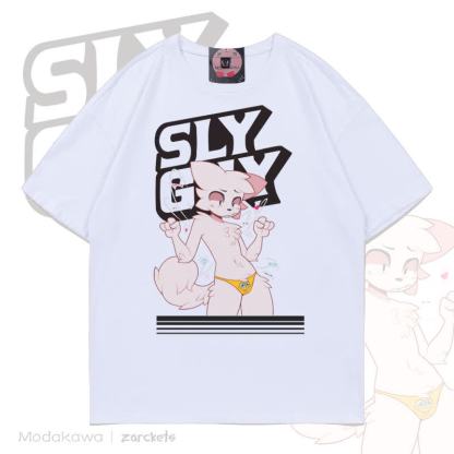 MODAKAWA X zarckets Sly Guy Fox Print Baumwoll-T-Shirt - Weiß - 5XL - image 3