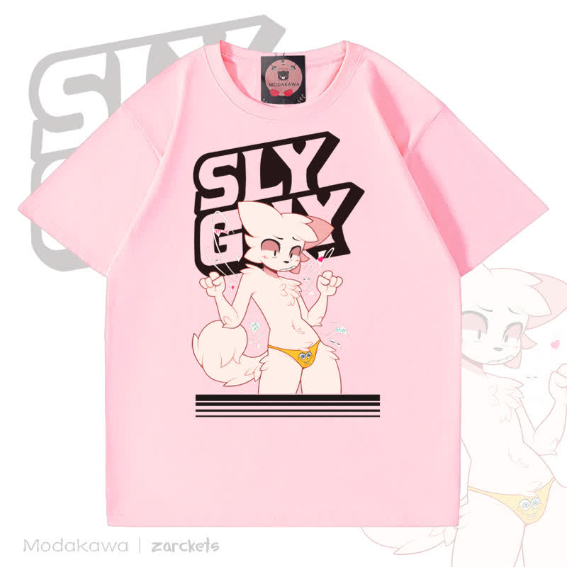 MODAKAWA X zarckets Sly Guy Fox Print Baumwoll-T-Shirt - Rosa - 5XL - image 4