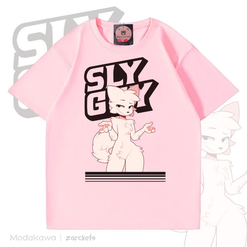 MODAKAWA X zarckets SLY GUY Fuchs Grafik Baumwoll-T-Shirt - Rosa - 5XL - image 4