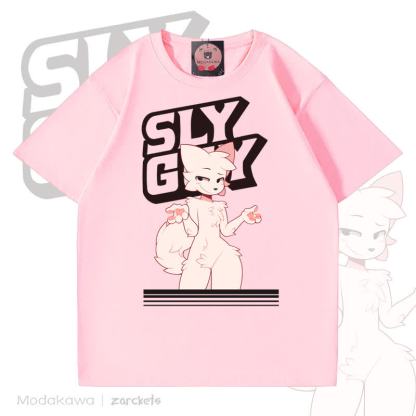 MODAKAWA X zarckets SLY GUY Fuchs Grafik Baumwoll-T-Shirt - Rosa - 5XL - image 4