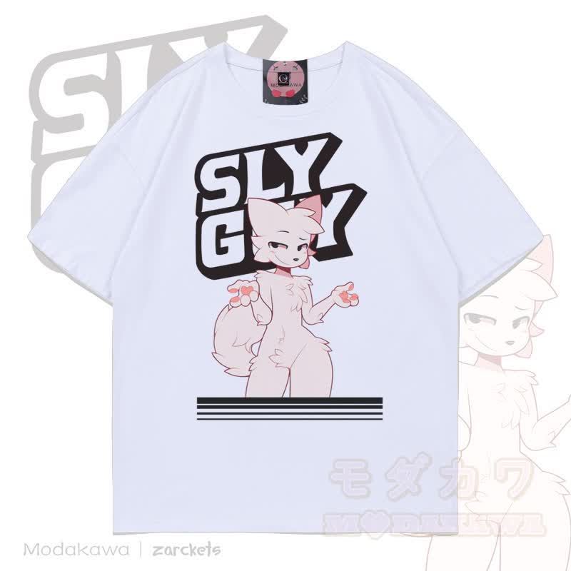 MODAKAWA X zarckets SLY GUY Baumwoll-T-Shirt mit Fuchs-Print - Weiß - 5XL - image 3