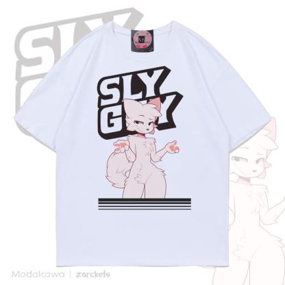 MODAKAWA X zarckets SLY GUY Fuchs Grafik Baumwoll-T-Shirt - Weiß - 5XL - image 3