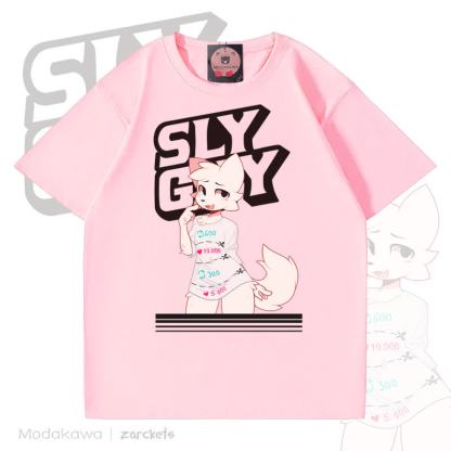 MODAKAWA X zarckets SLY GUY Niedliches Fuchs-Graffiti-T-Shirt - Rosa - 5XL - image 5