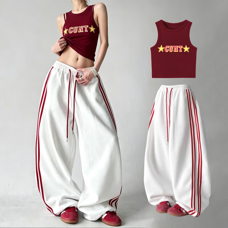 Zweiteiliges Set aus lässigem Tanktop und weit geschnittener Hose - image 1