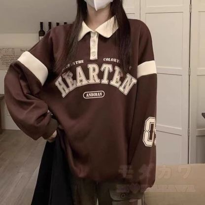 Zweiteiliges Set: Sweatshirt mit Vintage-Buchstabenprint, weite Hose und passendes Sweatshirt mit Print. - Spitze - XL - image 2