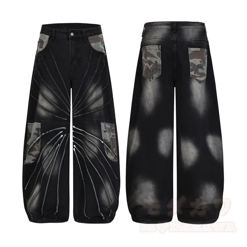 Vintage Camo-Jeans im Unisex-Streetwear-Stil mit lockerem Schlag - image 5