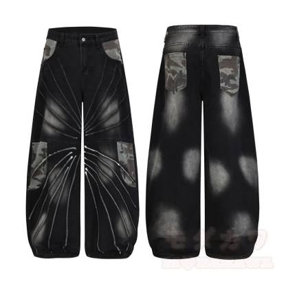 Vintage Camo-Jeans im Unisex-Streetwear-Stil mit lockerem Schlag - image 5