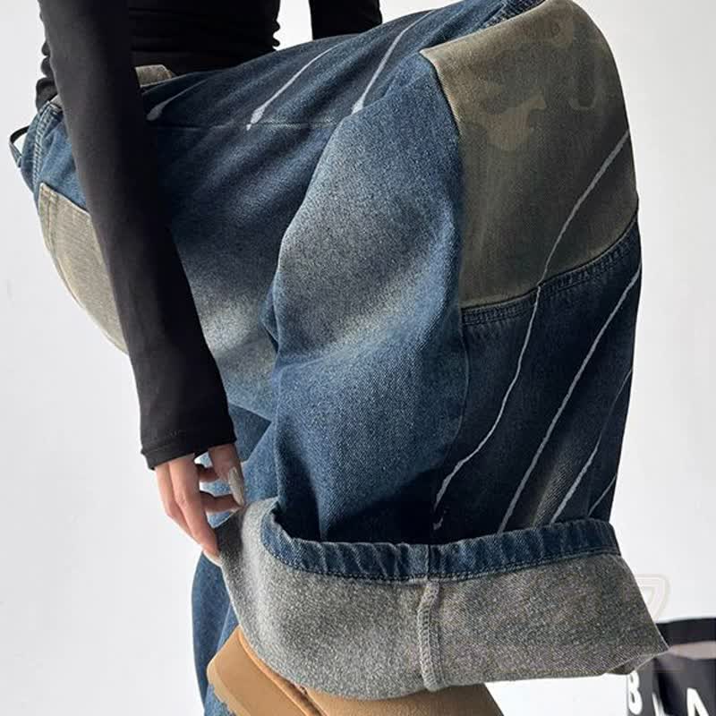 Vintage Camo-Jeans im Unisex-Streetwear-Stil mit lockerem Schlag - image 3