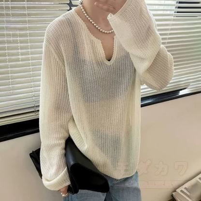 Vintage-Strickoberteil mit langen Ärmeln, Jeans mit Herz- und Blumenstickerei, zweiteiliges Set - Weißes Oberteil - 3XL - image 5