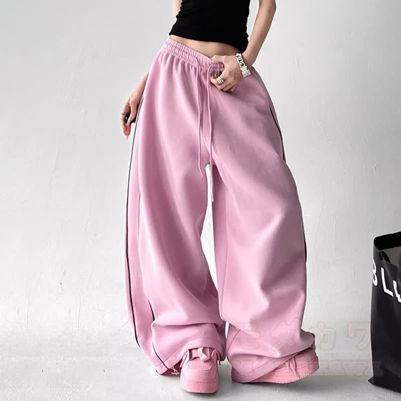 Zweiteiliges Set aus Sweatshirt mit Y2K Pferdeprint, schulterfreiem Oberteil und Hose mit Kordelzug - Rosa Hose - 3XL - image 7