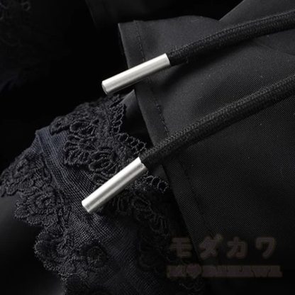 Y2K Punk Cropped Hoodie und Lace Ruffle Layered Pants Zweiteiliges Set - image 7