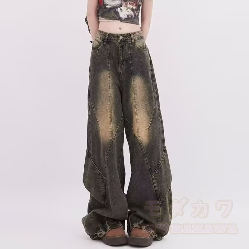 Zweiteiliges Set aus gestreiftem Vintage-Hemd und gewaschener, weit geschnittener Jeans. - Hose - 3XL - image 5