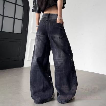Vintage-Jeans mit gewaschenem, genietetem und genietetem Dekor - image 4