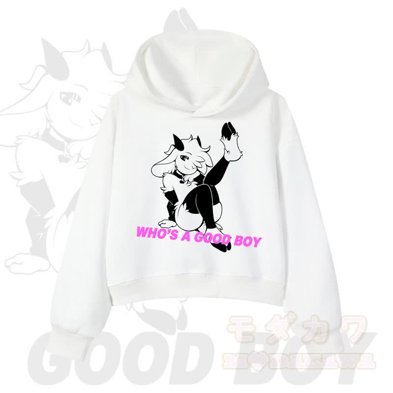 MODAKAWA WHO'S A GOOD BOY Kapuzenpullover mit Ziegenprint - Weiß - 3XL - image 4