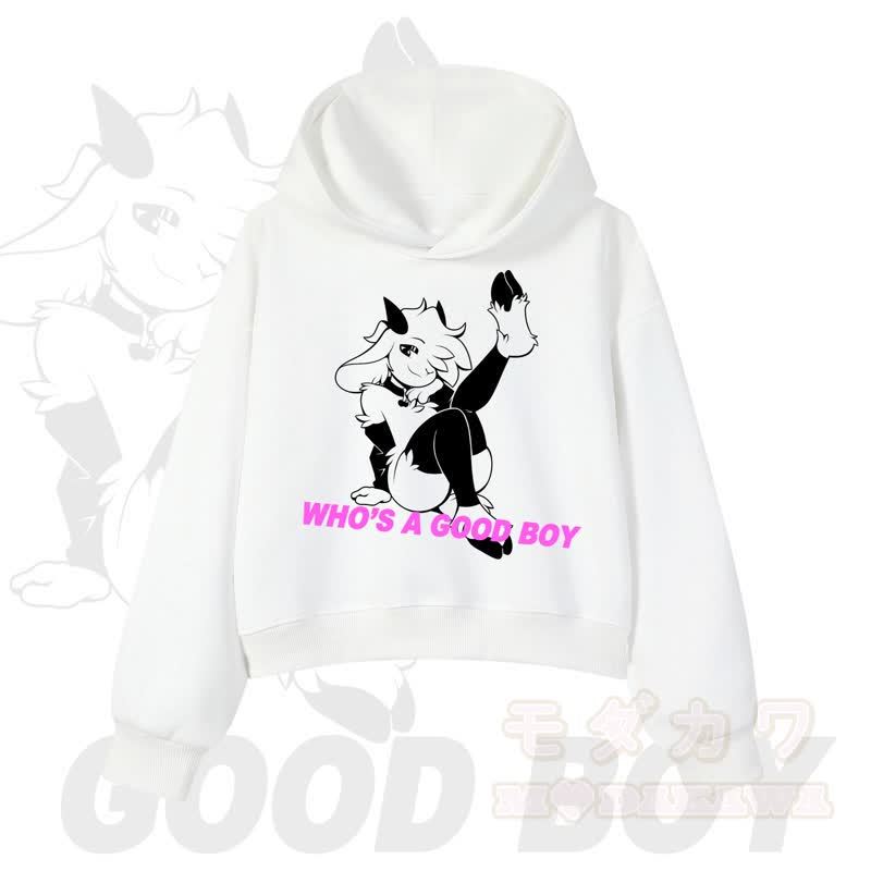 MODAKAWA WHO'S A GOOD BOY Kapuzenpullover mit Ziegenprint - Weiß - 3XL - image 4