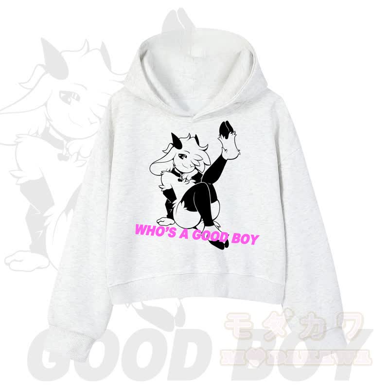 MODAKAWA WHO'S A GOOD BOY Kapuzenpullover mit Ziegenprint - Hellgrau - 3XL - image 8