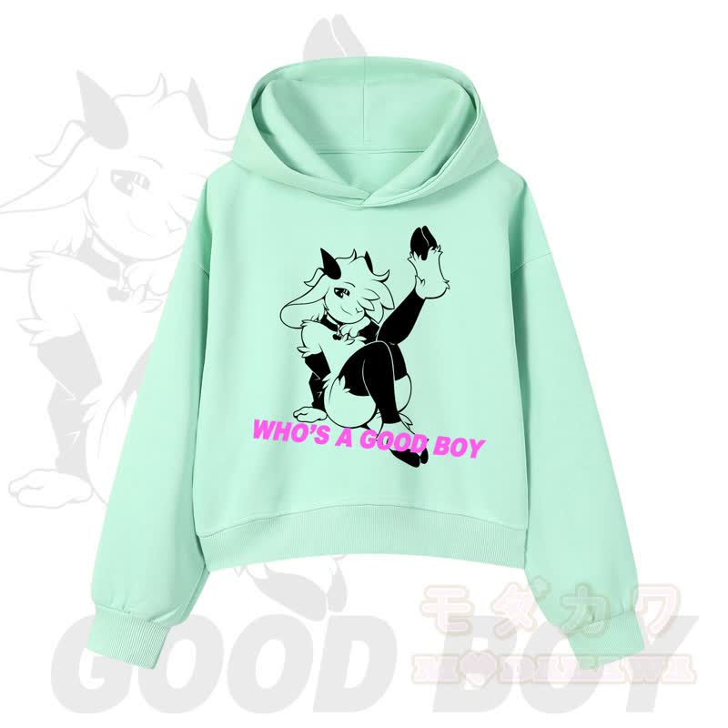 MODAKAWA WHO'S A GOOD BOY Kapuzenpullover mit Ziegenprint - Grün - 3XL - image 2