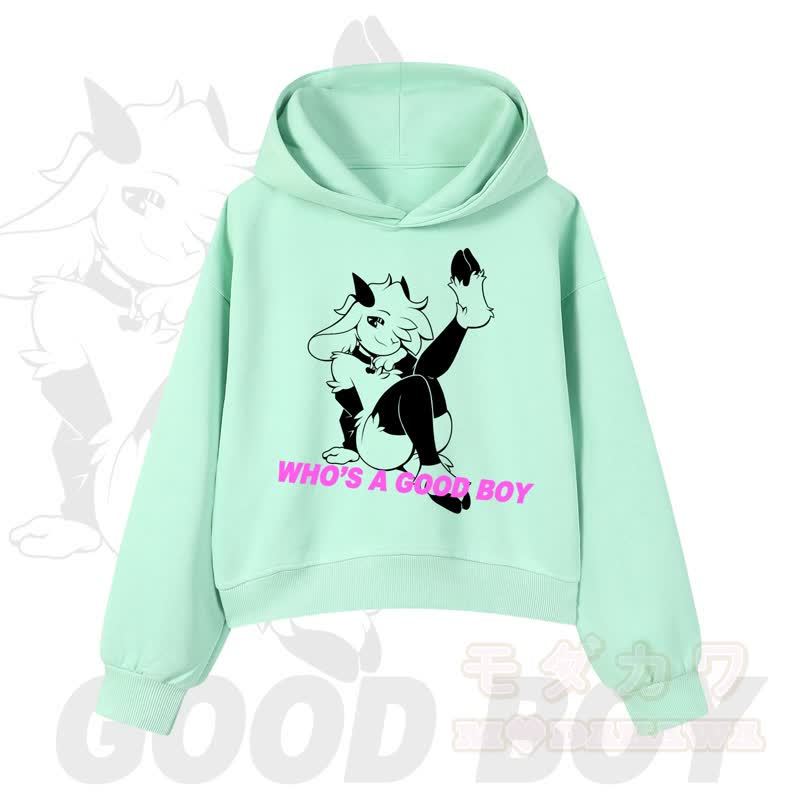 MODAKAWA WHO'S A GOOD BOY Kapuzenpullover mit Ziegenprint - Grün - 3XL - image 2
