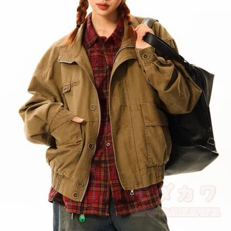 Vintage Stehkragen-Cago-Jacke (locker geschnitten) - image 1