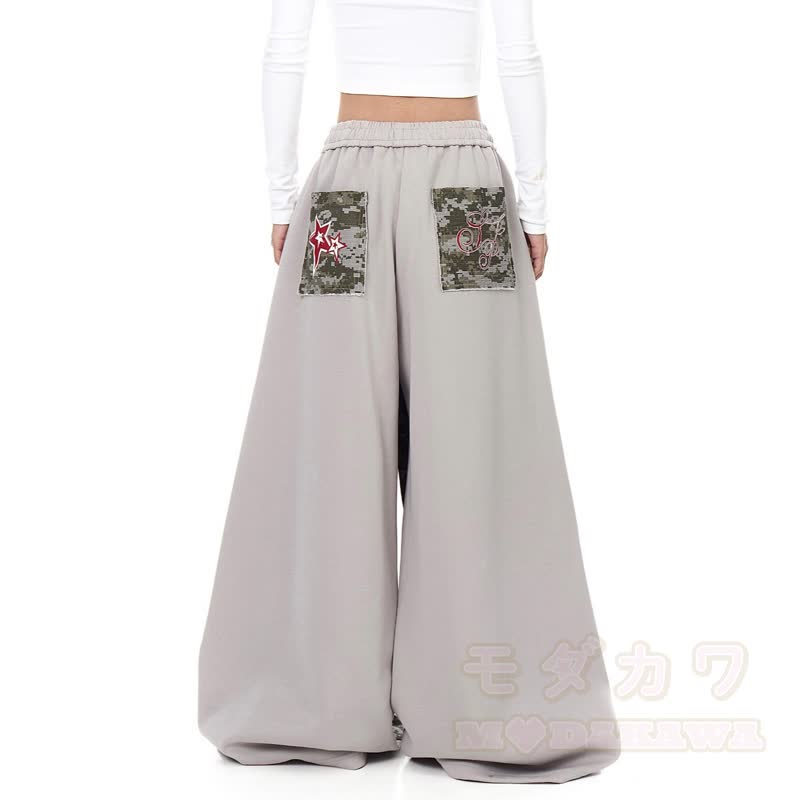 Y2K Camo Star Patch Wide Leg Pants with Plush Waist Belt - image 4