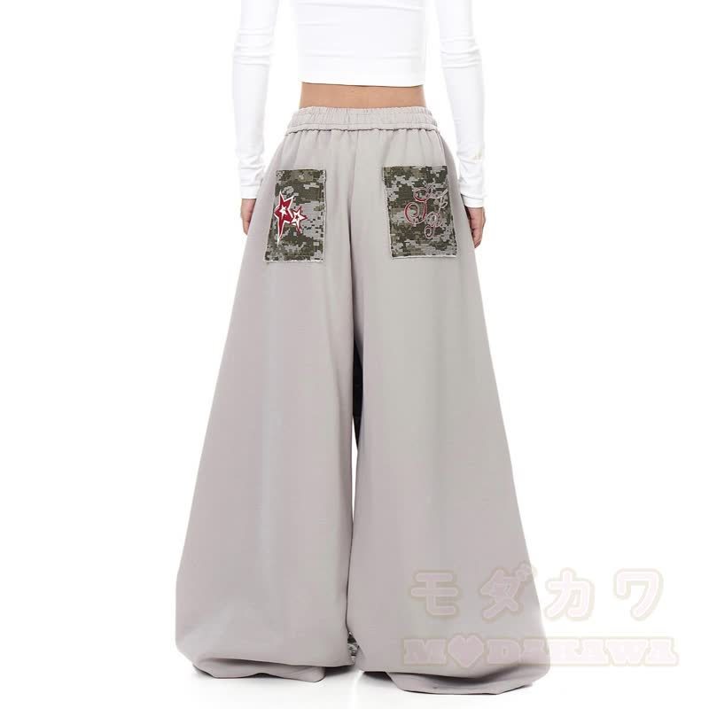 Y2K Camo Star Patch Wide Leg Pants with Plush Waist Belt - image 4
