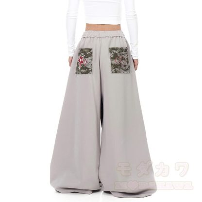 Y2K Camo Star Patch Wide Leg Pants with Plush Waist Belt - image 4